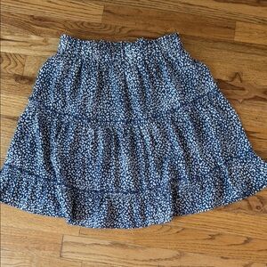 L Love Blue and White Tiered Skater Mini Skirt